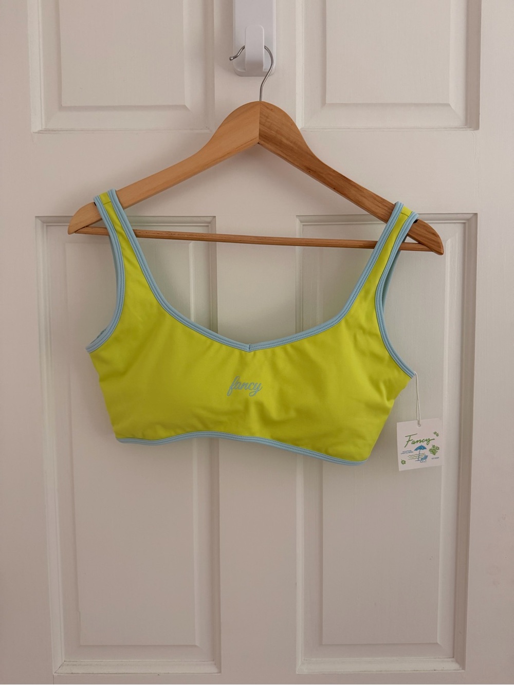 Fancy Lime Green Sports Bra with Sky Blue Trim